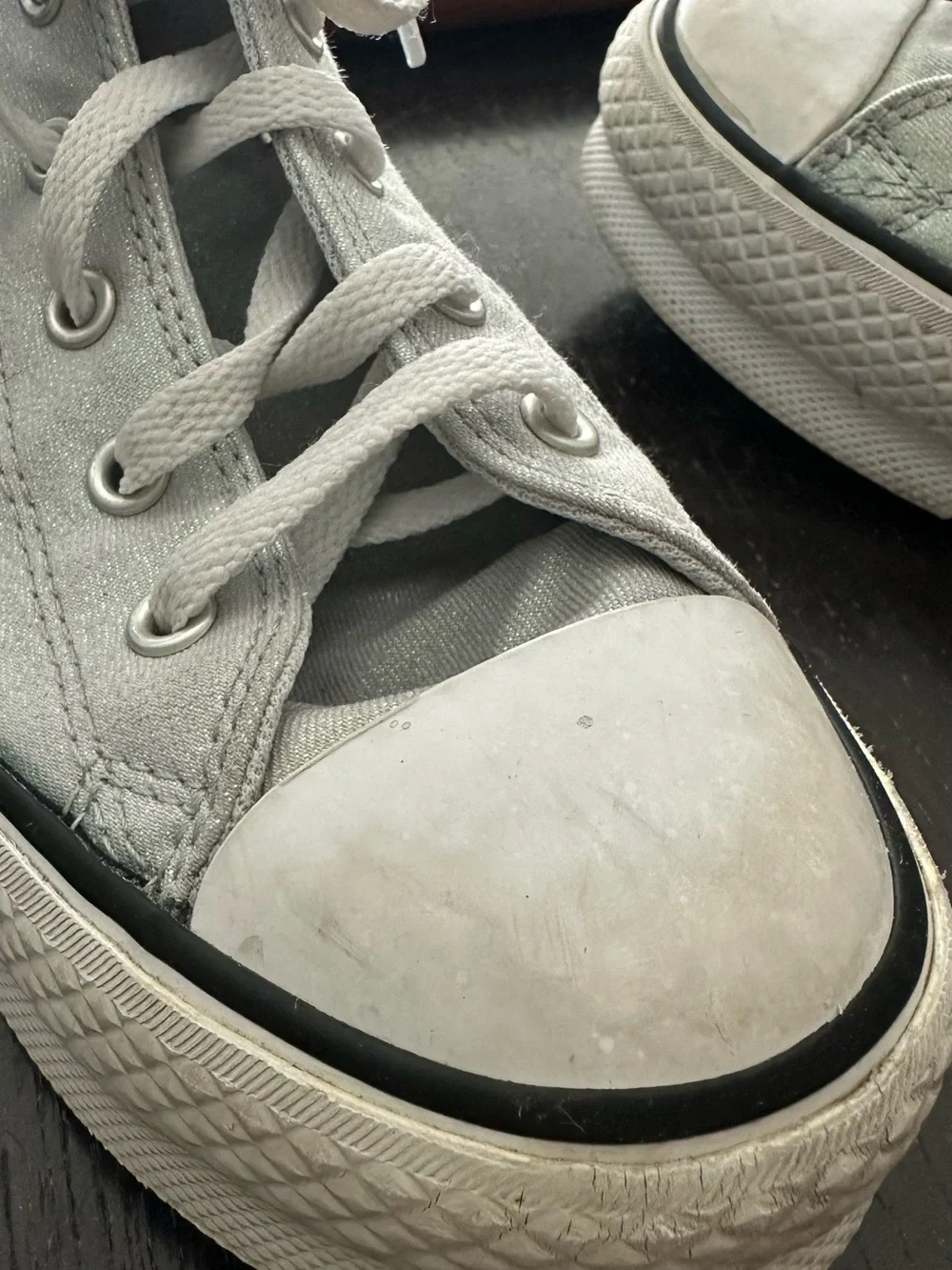Converse High-Top Sneakers in Light Gray and White